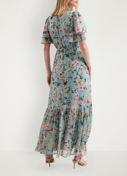 Phase Eight Violet midi jurk met bloemenprint - achterkant multicolor