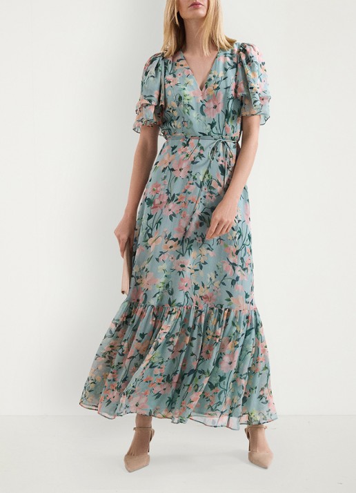 Phase Eight Violet midi jurk met bloemenprint - voorkant 3 multicolor