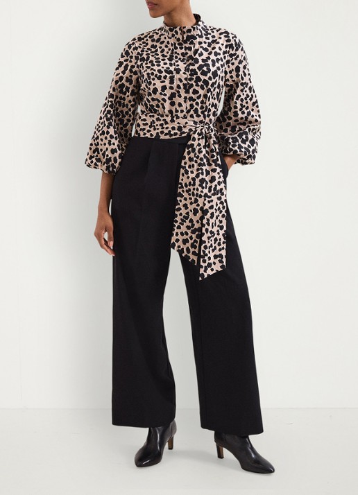 Phase Eight Wide fit jumpsuit met dierenprint - voorkant 2 zwart