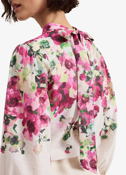 Phase Eight Winnie top in linnenblend met bloemenprint - detail 7 ivoor