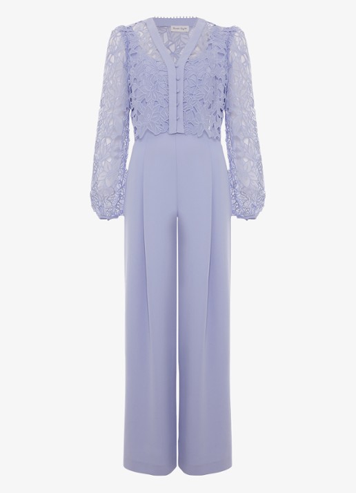Phase Eight Winona jumpsuit met vest van broderie - voorkant 7 pale blue