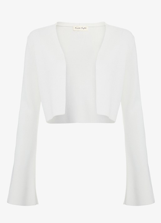 Phase Eight Yasmin bolero met ribstructuur - voorkant wit