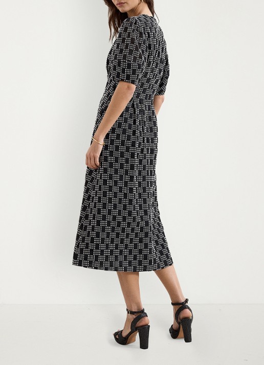 Phase Eight Yasmine midi jurk met print - achterkant zwart