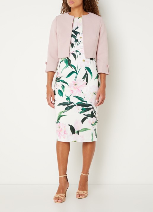 Phase Eight Zoelle bolero met schoudervulling - voorkant 2 roze