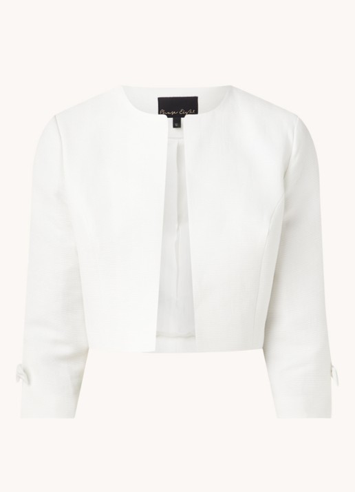 Phase Eight Zoelle cropped blazer met strikdetail en structuur - voorkant 3 gebroken wit