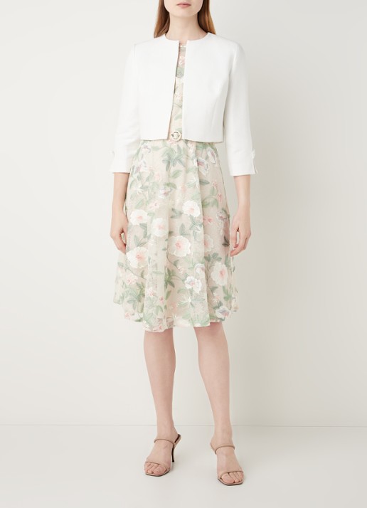 Phase Eight Zoelle cropped blazer met strikdetail en structuur - voorkant 4 gebroken wit