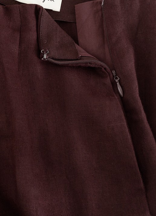 Phase Eight Zoey high waist wide fit pantalon van linnen - detail 4 donkerbruin