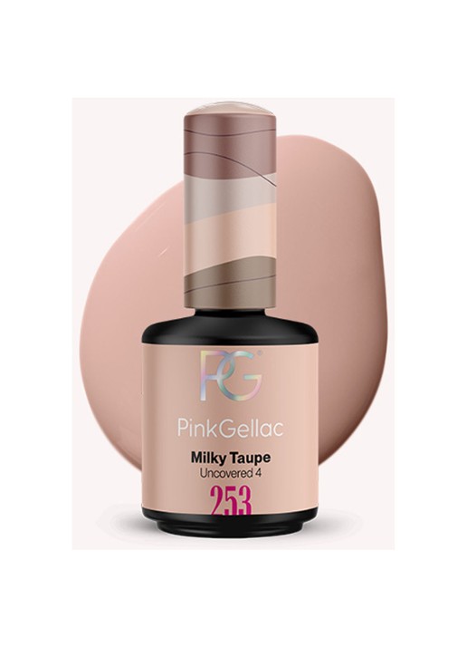Pink Gellac 253 Milky Taupe - gel nagellak - voorkant 253 milky taupe