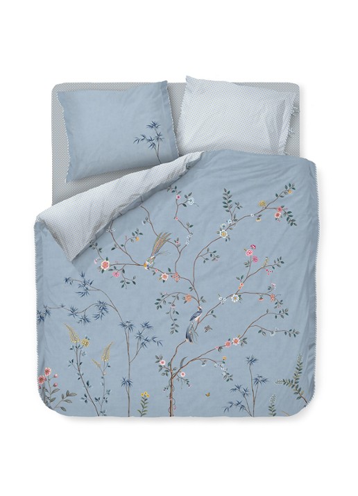 Pip Studio Bamboo Blossom dekbedovertrekset - inclusief kussenslopen - voorkant 3 lichtblauw