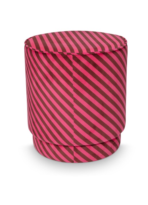 Pip Studio Block Stripe poef 40 x 45 cm - achterkant 4 roze