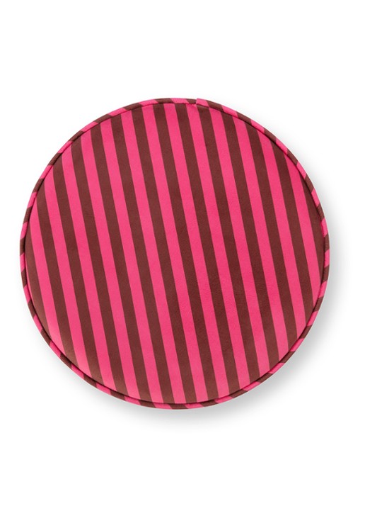 Pip Studio Block Stripe poef 40 x 45 cm - detail roze
