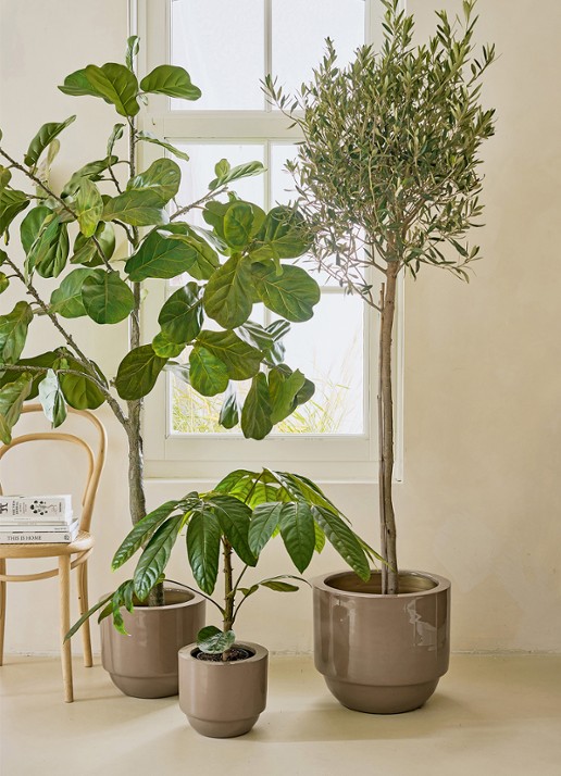Pip Studio Bloempot voor binnen 40 x 35 cm - voorkant 2 khaki