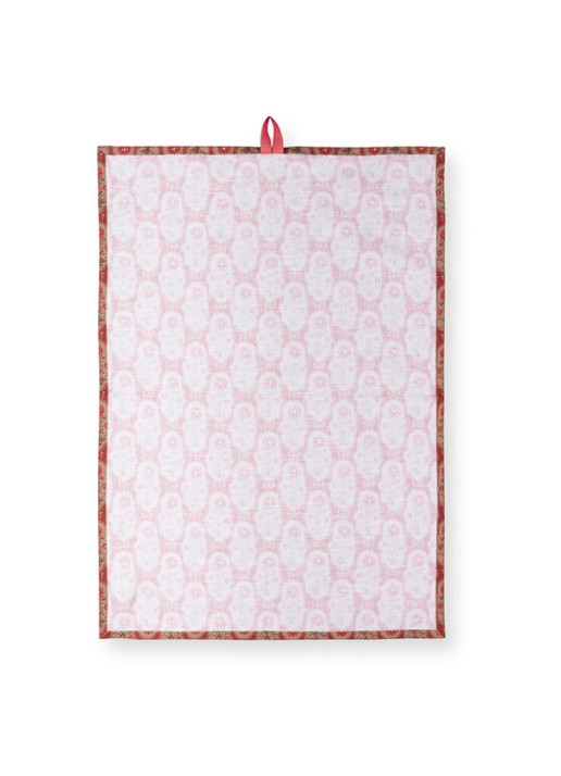 Pip Studio Blooming Tales Bustani-Pashmina theedoek 50 x 70 cm set van 2 - achterkant 7 donkerrood