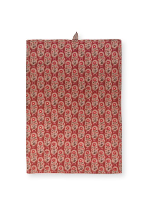 Pip Studio Blooming Tales Bustani-Pashmina theedoek 50 x 70 cm set van 2 - detail 2 donkerrood