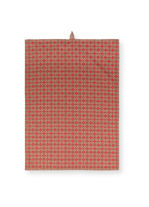 Pip Studio Blooming Tales Bustani-Pashmina theedoek 50 x 70 cm set van 2 - voorkant 5 donkerrood