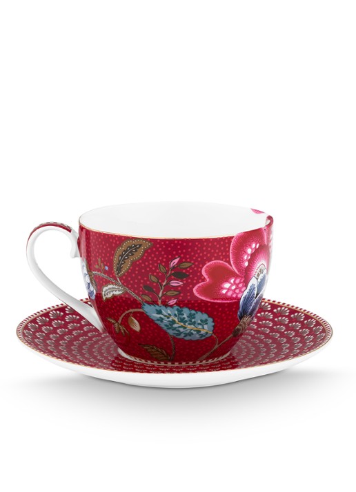 Pip Studio Blooming Tales Fantasy kop en schotel set van 2 - detail 5 donkerrood