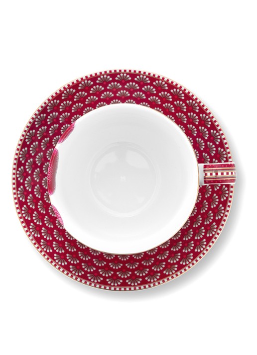 Pip Studio Blooming Tales Fantasy kop en schotel - detail donkerrood
