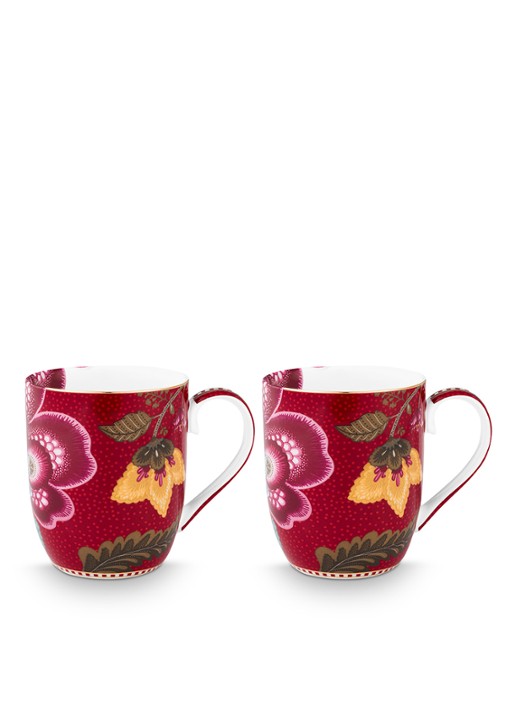 Pip Studio Blooming Tales Fantasy kopje set van 2 - detail 2 donkerrood