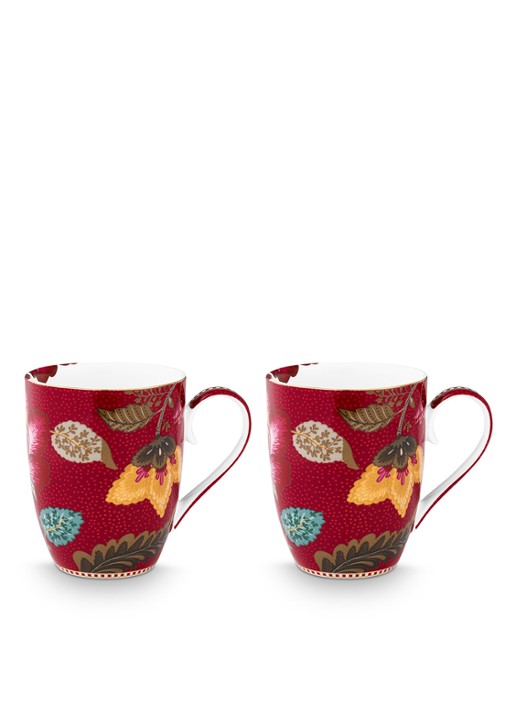 Pip Studio Blooming Tales Fantasy mok set van 2 - detail 4 donkerrood