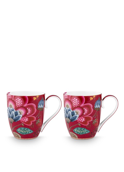 Pip Studio Blooming Tales Fantasy mok set van 2 - detail 4 donkerrood