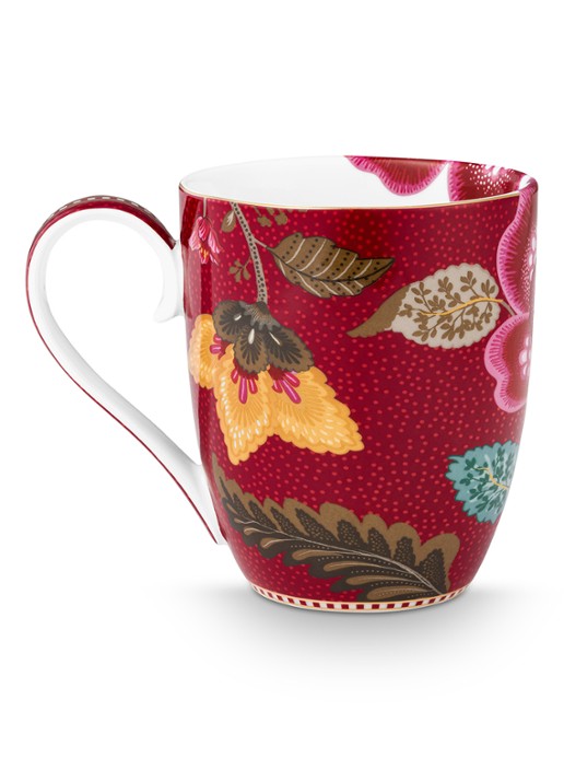 Pip Studio Blooming Tales Fantasy mok - achterkant 4 donkerrood