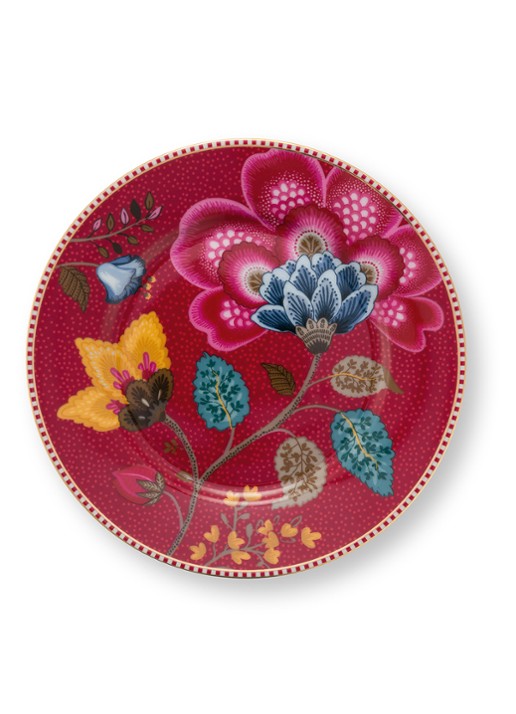 Pip Studio Blooming Tales Fantasy ontbijtbord 17 cm - voorkant 3 donkerrood