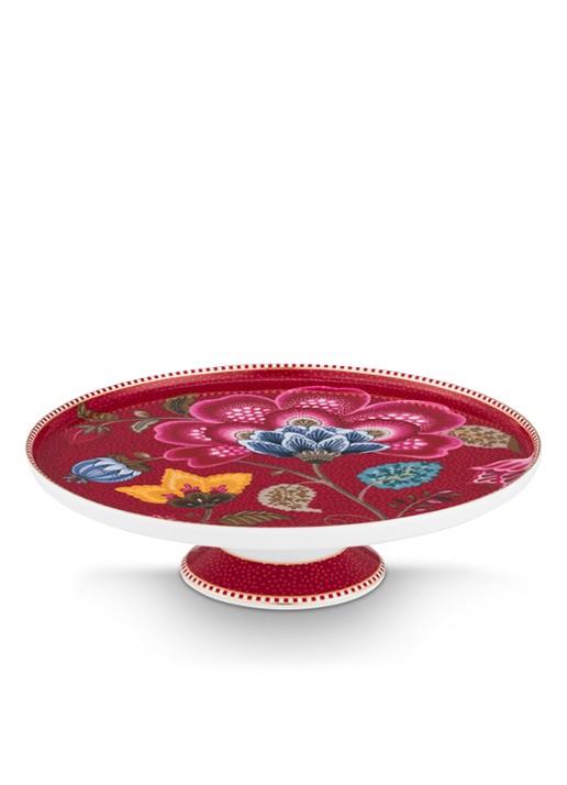 Pip Studio Blooming Tales Fantasy taartplateau 21 cm - voorkant 2 donkerrood