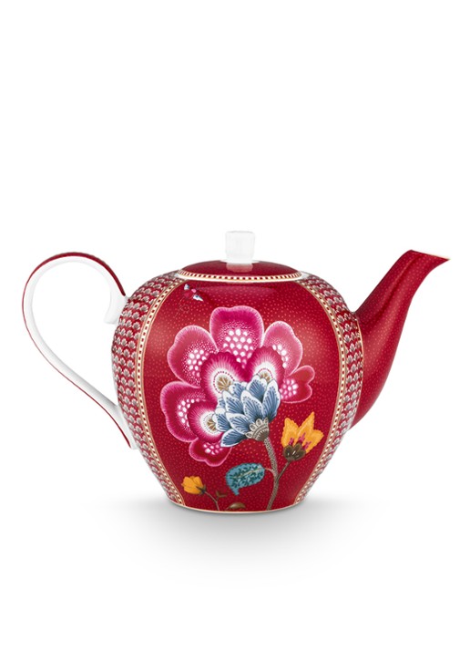 Pip Studio Blooming Tales Fantasy theepot - achterkant donkerrood