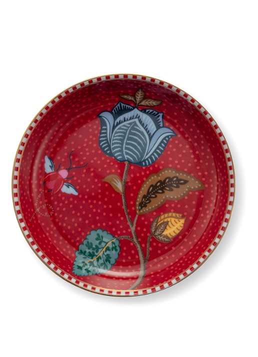 Pip Studio Blooming Tales Fantasy theetip 9 cm - voorkant donkerrood
