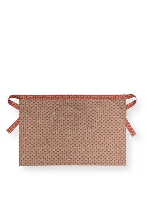 Pip Studio Blooming Tales keukenschort  - achterkant 3 donkerrood