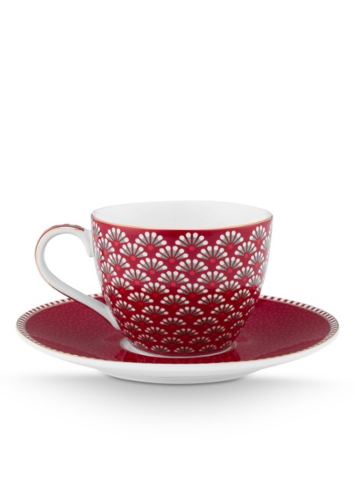 Pip Studio Blooming Tales kop en schotel - achterkant 5 donkerrood