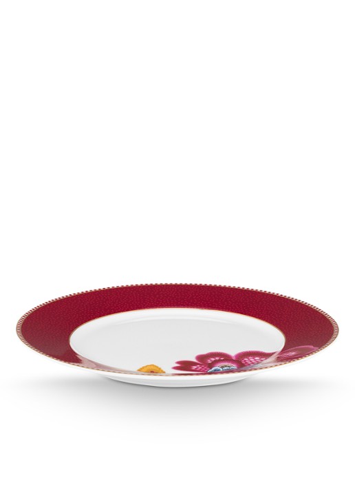 Pip Studio Blooming Tales ontbijtbord 21 cm - detail donkerrood