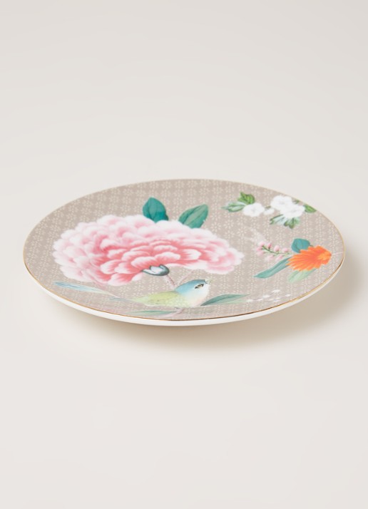 Pip Studio Blushing Birds gebaksbord 12 cm - voorkant 2 khaki