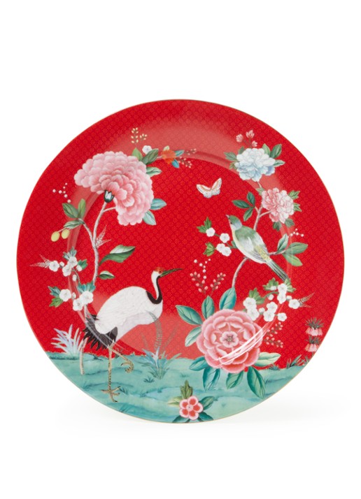 Pip Studio Blushing Birds onderbord 32 cm  - voorkant rood