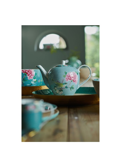 Pip Studio Blushing Birds theepot 1,6 liter  - detail 4 blauw