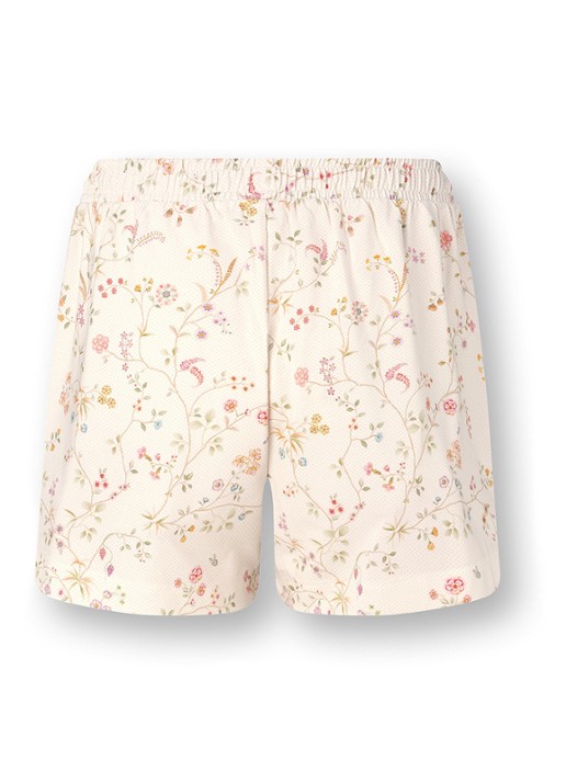 Pip Studio Bo korte loungebroek met bloemenprint - achterkant 3 gebroken wit