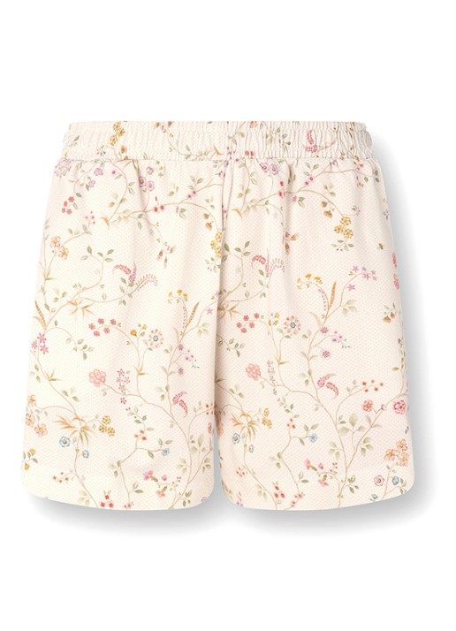 Pip Studio Bo korte loungebroek met bloemenprint - voorkant gebroken wit