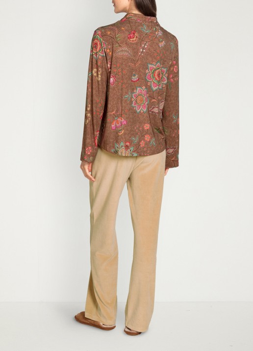 Pip Studio Faye Mumbai Morning pyjamatop met bloemenprint - detail 5 bruin