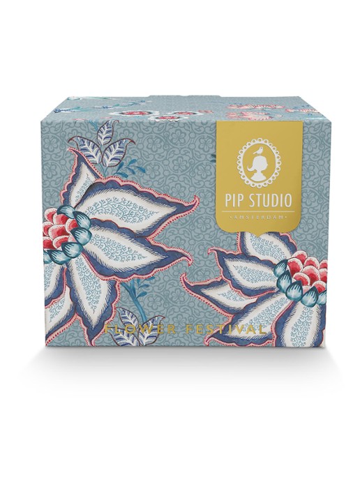Pip Studio Flower Festival espressokopje en schotel 12 cl set van 2 - detail 3 oudroze