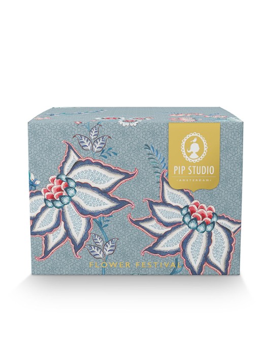 Pip Studio Flower Festival kop en schotel 28 cl set van 2 - detail 6 blauwgrijs
