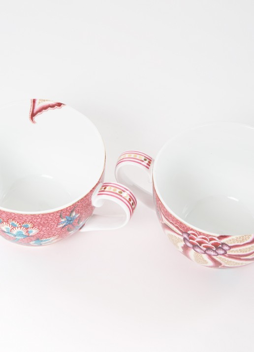 Pip Studio Flower Festival kop en schotel 28 cl set van 2 - voorkant 3 oudroze
