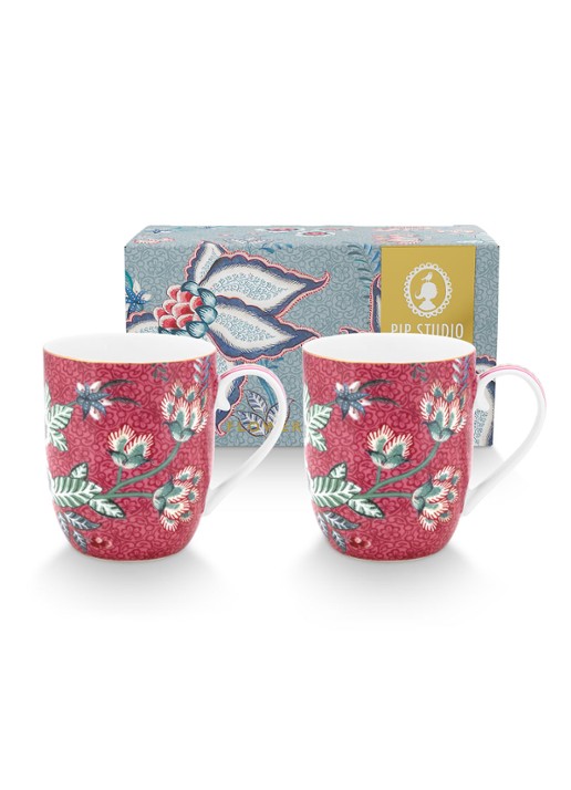 Pip Studio Flower Festival kopje 14,5 cl set van 2 - achterkant 5 roze