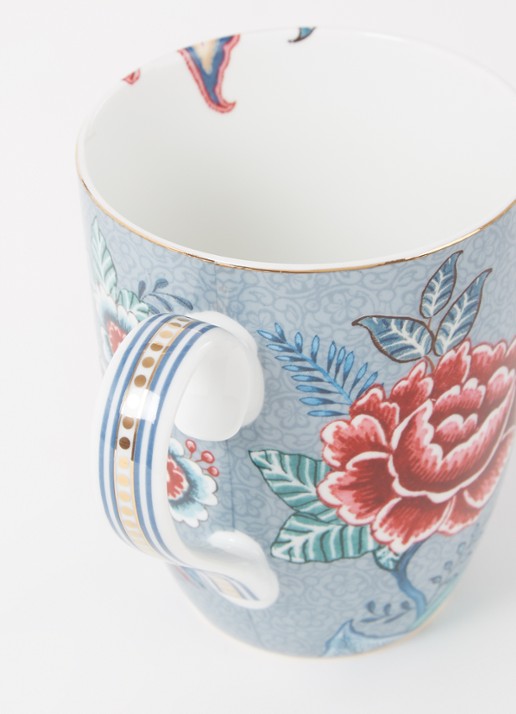 Pip Studio Flower Festival kopje 35 cl - detail blauwgrijs