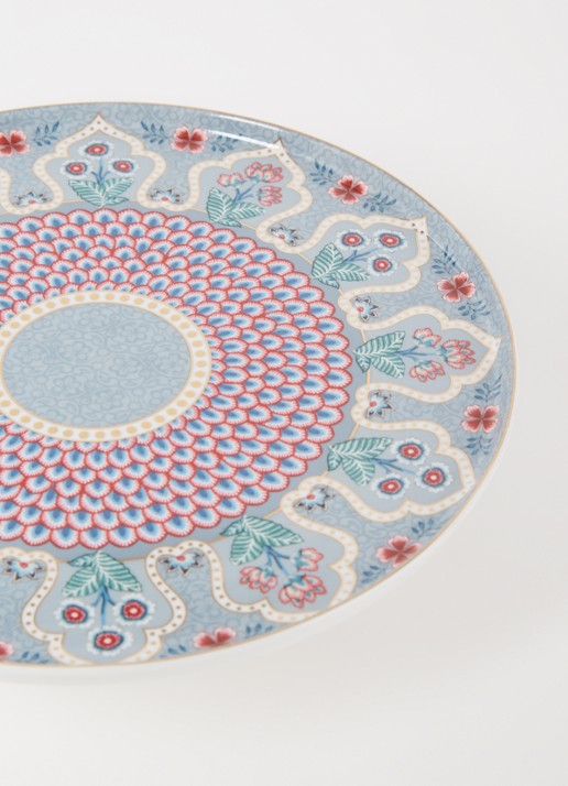 Pip Studio Flower Festival mini taartplateau 21 cm - detail blauwgrijs
