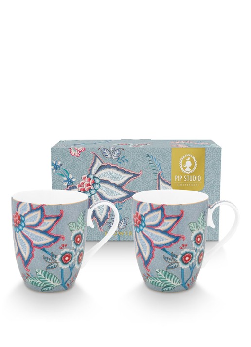 Pip Studio Flower Festival mok 35 cl - voorkant 5 blauwgrijs