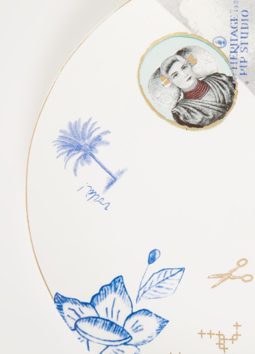 Pip Studio Heritage Palm ontbijtbord 20 cm - detail wit