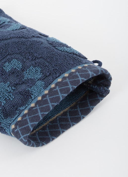 Pip Studio Jasmin washand van katoen - 500 gr/m2 - 16 x 22 cm - detail donkerblauw