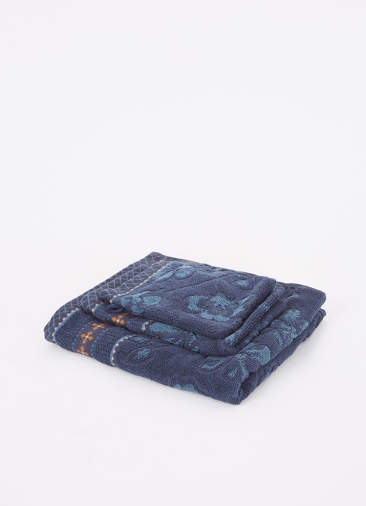 Pip Studio Jasmin washand van katoen - 500 gr/m2 - 16 x 22 cm - voorkant 3 donkerblauw