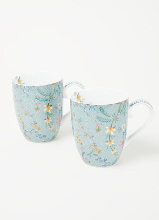 Pip Studio Jolie L mok 35 cl set van 2 - voorkant 5 zeegroen