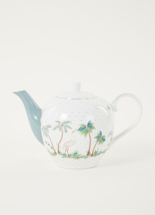 Pip Studio Jolie theepot 1,6 liter - voorkant 3 lichtblauw